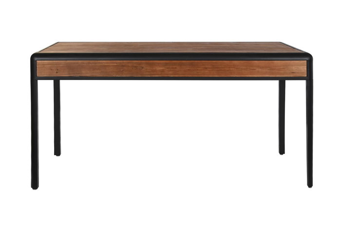 DKD Home Decor Mesa de Comedor Loft Marrón Oscuro Gris Oscuro Abeto y Metal 160x80x79 cm