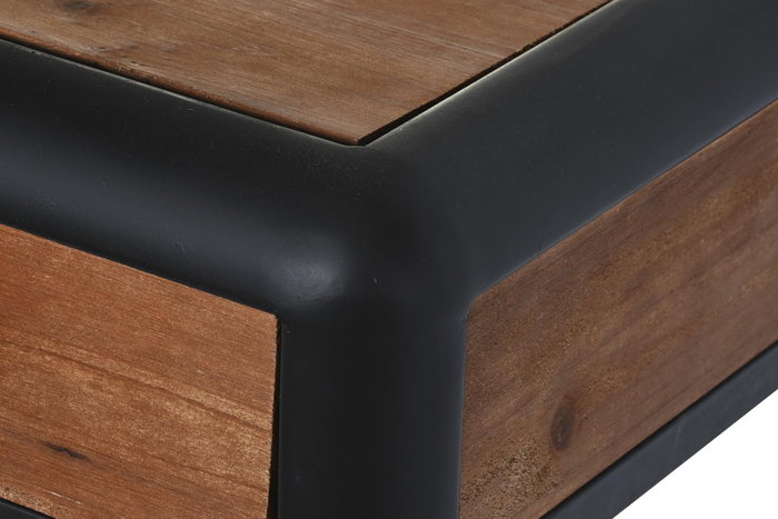 DKD Home Decor Mesa de Comedor Loft Marrón Oscuro Gris Oscuro Abeto y Metal 160x80x79 cm