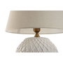 DKD Home Decor Lámpara de Sobremesa de Porcelana y Algodón Blanca