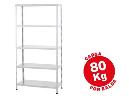 Ar storage Estantería Metálica 180x90x40 cm Blanca 5 Estantes 80 kg por Estante