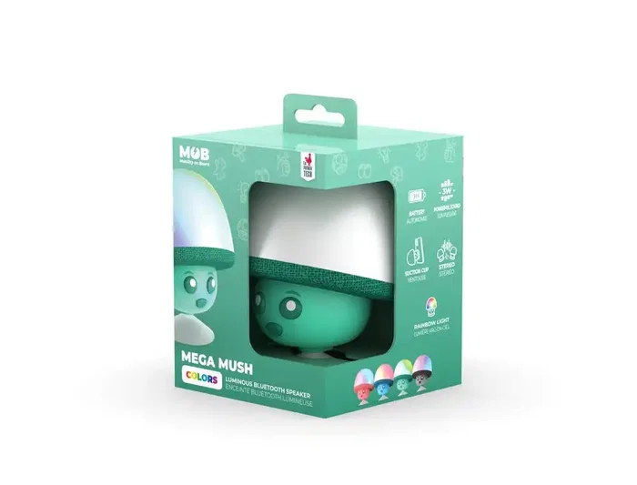 Wondee Altavoz Inalámbrico Iluminado Mega Mush con Forma de Seta y Ventosa, 3W Wondee Altavoz Inalámbrico Iluminado Mega Mush con Forma de Seta y Ventosa, 3W