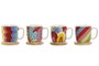 DKD Home Decor Bold 2023 Set de 4 Tazas de Café Multicolor Coral Dolomita Bambú 10 x 10.5 x 13 cm (180 ml)