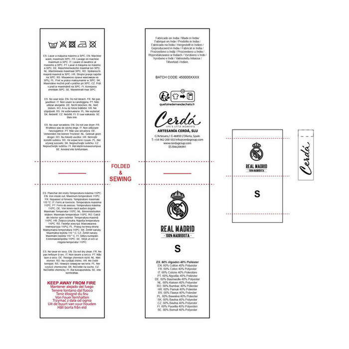 Cerdá Pijama Largo Single Jersey Real Madrid Blanco M