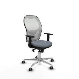 PIQUERAS Y CRESPO Silla de oficina Jorquera con mecanismo Sincro, Tela Gris y Malla Blanca