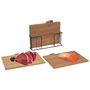 Cook Concept Juego de 4 Tablas de Cortar de Bambú con Pictogramas de Carne, Pescado, Ave y Verdura y Soporte Metálico