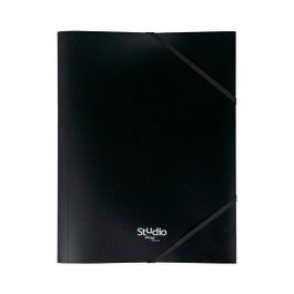 Pardo Carpeta de Gomas Pastel Negro Formato Folio