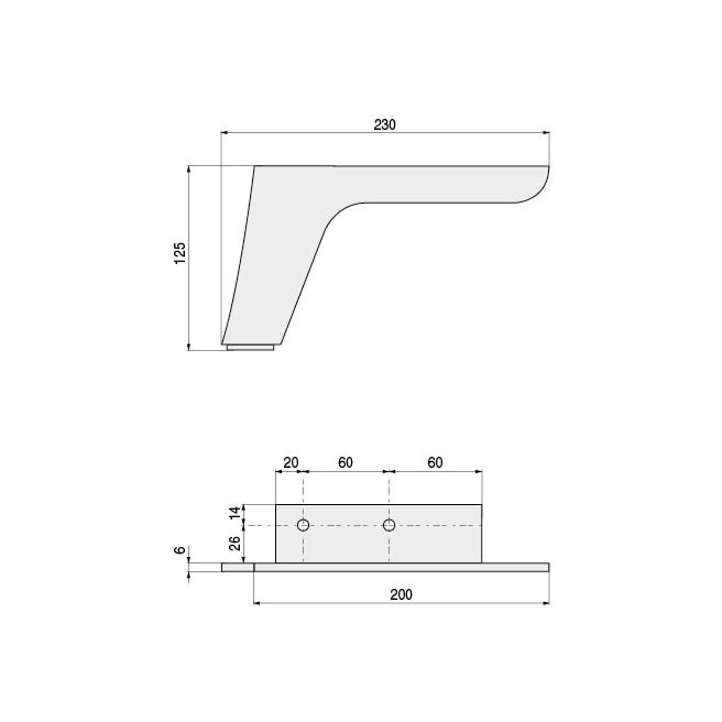 Q&Q Pata Metálica Taba H125 Derecho Metal 125mm para Sofá y Muebles