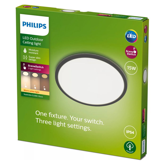 Philips Plafón LED SuperSlim 15W Negro