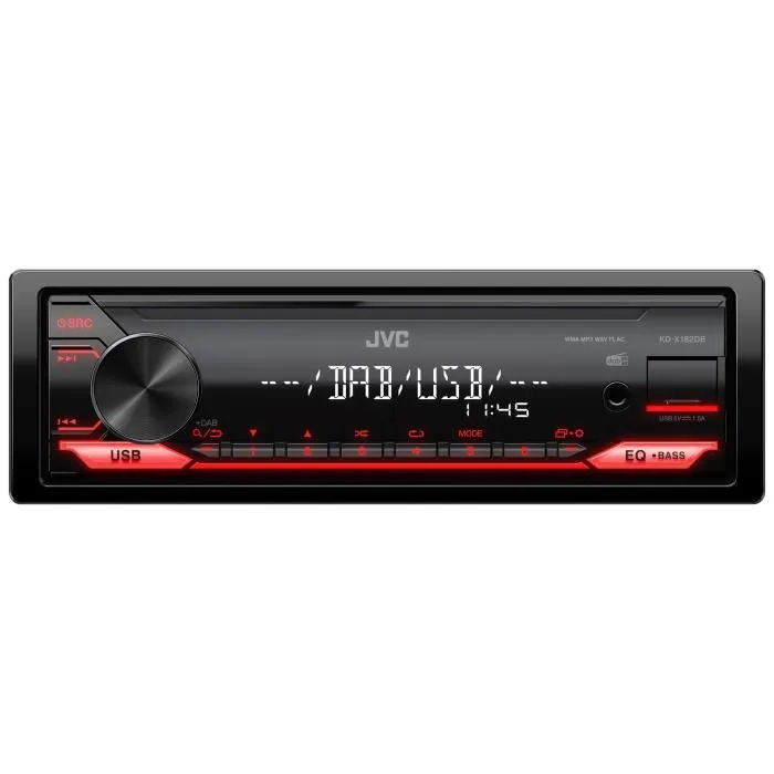 JVC KD-X182DB Autorradio de coche USB DAB+ Receptor de Audio Digital 4x50W MOSFET DIN Simple Negro