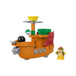 Fisher-Price Little People Bowser's Ship Barco de Juguete con Figura y Cañón, Licencia Super Mario, Juguete de Empuje +12 Meses, Referencia Jhg62