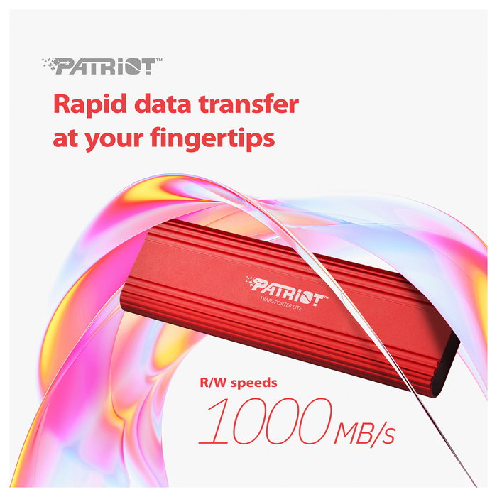 Patriot Transporter Lite 2TB - SSD Externo USB-C 3.2 Gen 2, Velocidad 1000 MB/s, Color Rojo Patriot Transporter Lite 2TB - SSD Externo USB-C 3.2 Gen 2, Velocidad 1000 MB/s, Color Rojo