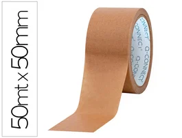 Q-connect Cinta Adhesiva Kraft para Embale Q-connect 50 m x 50 mm, 130 Micras, Papel 60 g/m², Reciclable y Escribible