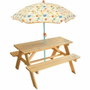 Fun House Mesa de Picnic Infantil de Pino con Sombrilla Modelo Fruity's Multicolor/Naranja