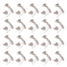 Emuca Lote de 20 bisagras rectas X91N con suplementos para atornillar, Altura 0, Acero, Niquelado