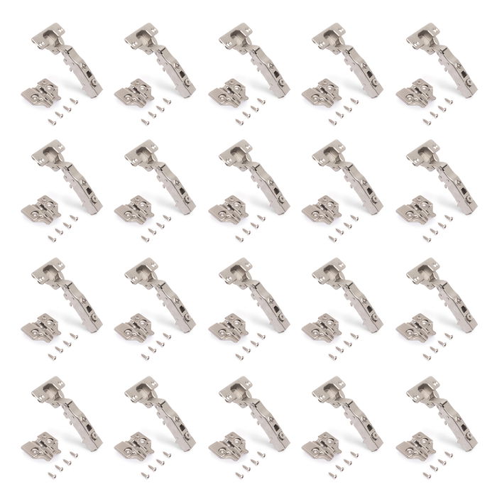Emuca Lote de 20 bisagras rectas X91N con suplementos para atornillar, Altura 0, Acero, Niquelado Emuca Lote de 20 bisagras rectas X91N con suplementos para atornillar, Altura 0, Acero, Niquelado