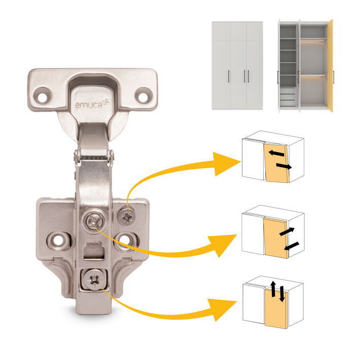 Emuca Lote de 20 bisagras rectas X91N con suplementos para atornillar, Altura 0, Acero, Niquelado Emuca Lote de 20 bisagras rectas X91N con suplementos para atornillar, Altura 0, Acero, Niquelado