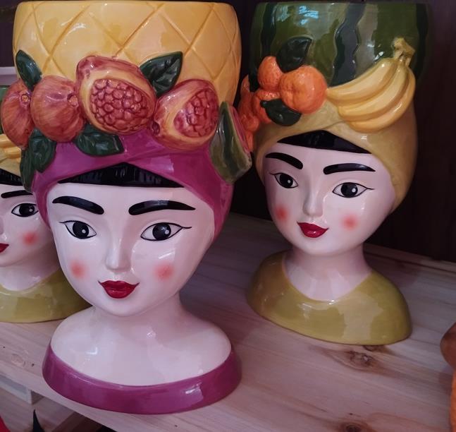 DKD Home Decor Macetero de Cerámica Pequeño Surtido de Frutas Multicolor