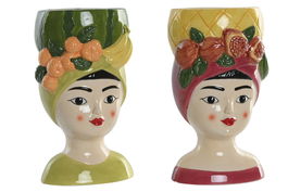 DKD Home Decor Macetero Tropical Multicolor Frutas 13 x 13 x 23 cm (6 Unidades)