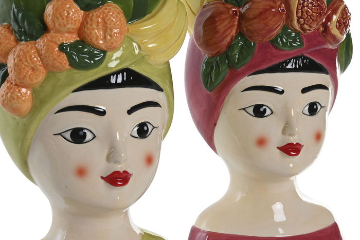 DKD Home Decor Macetero Tropical Multicolor Frutas 13 x 13 x 23 cm (6 Unidades)