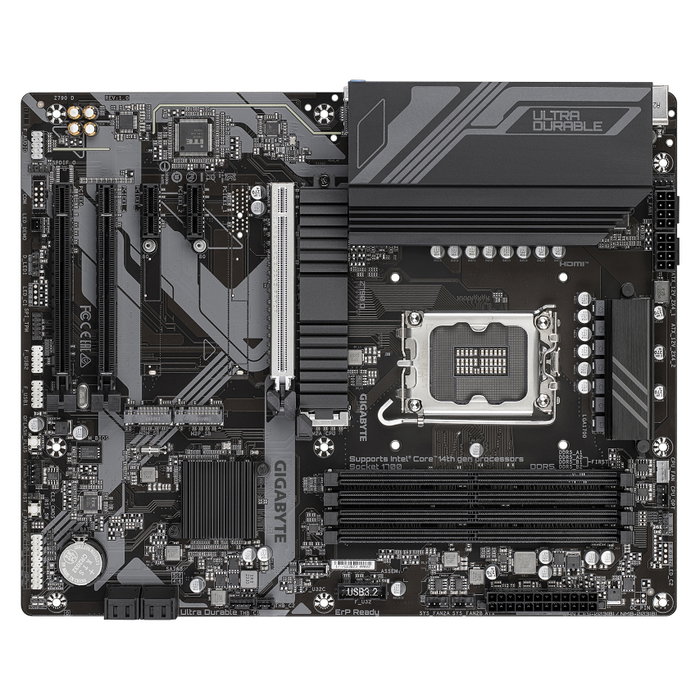 Gigabyte Placa Base GA-Z790 D ATX, Chipset Intel Z790, Socket LGA 1700 para Intel Core de 14a Generacion, 4x Ranuras DDR5 hasta 7600 MHz, 3x M.2 PCIe 4.0, LAN 2.5GbE, Realtek ALC897
