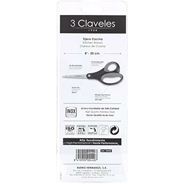 3 Claveles Tijeras de cocina 8 pulgadas (20,3 cm) de acero inoxidable 3 Claveles Tijeras de cocina 8 pulgadas (20,3 cm) de acero inoxidable