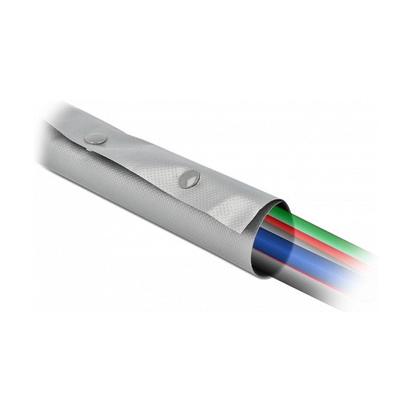 DeLOCK Funda de cable con cierre de botón a presión resistente al calor 2 m x 30 mm gris/negro DeLOCK Funda de cable con cierre de botón a presión resistente al calor 2 m x 30 mm gris/negro