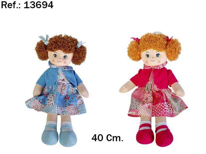 Beatriz Muñeca Patchwork de Tela 40 cm - Modelos Surtidos Aleatorios (Recomendada +36 Meses)