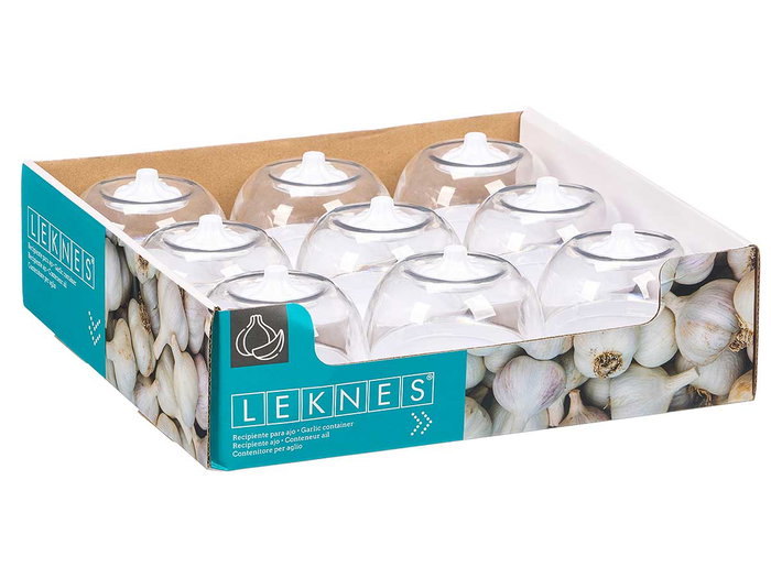 LEKNES Recipiente de mantenimiento de ajo Blanco-transparente