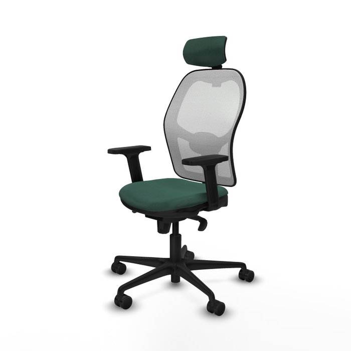 PIQUERAS Y CRESPO Silla de oficina Jorquera con mecanismo Sincro, Tela Verde botella y Malla Blanca