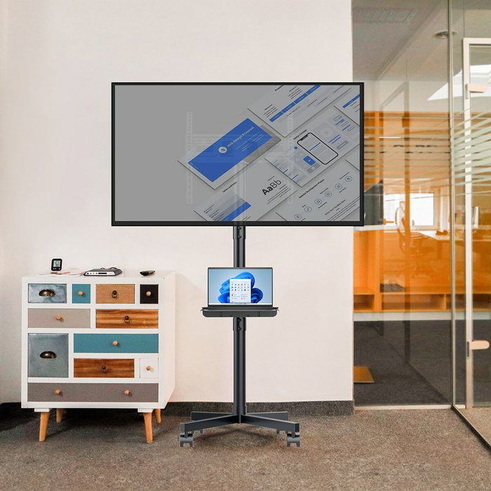 Maclean mc-949 soporte tv mÓvil con ruedas, apto para televisores de 32 a 55'' hasta 25 kg mÁx. vesa 400x400, soporte tv univers