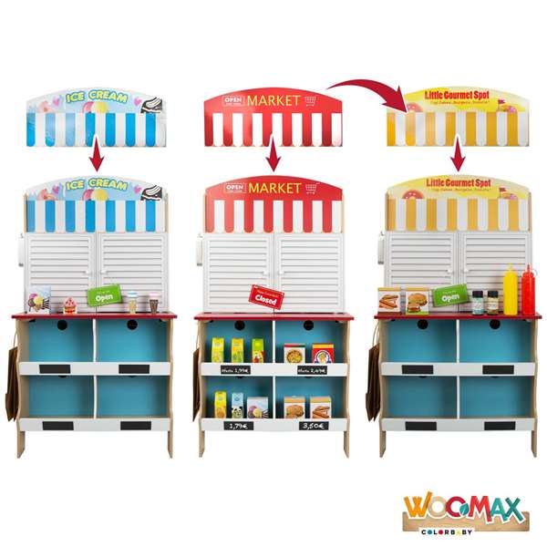 Woomax Cocina Heladería de Madera 60x40x109 cm Color Baby