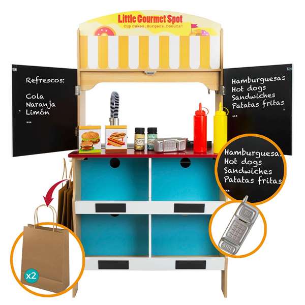 Woomax Cocina Heladería de Madera 60x40x109 cm Color Baby