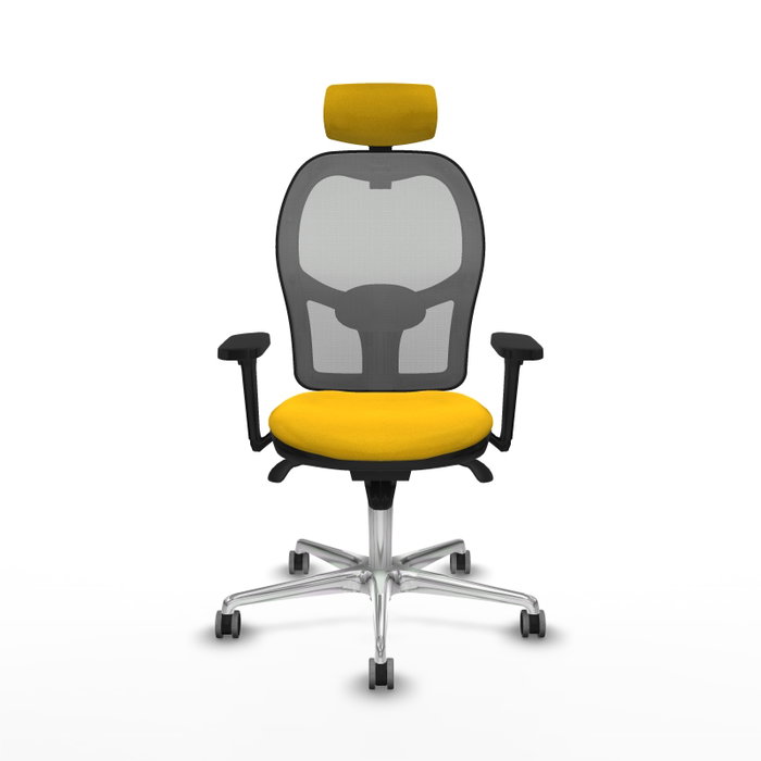 PIQUERAS Y CRESPO Silla de oficina Jorquera con mecanismo Sincro, Tela Amarillo y Malla Gris