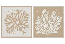 DKD Home Decor Cuadro Papel Mache PS 50x3x50 Coral Surtido 2