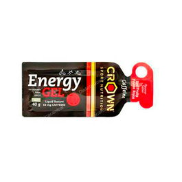 CROWN SPORT NUTRITION Energy Gel Frutos Rojos + Cafeína 1 X 40G - Gel Energético con Carbohidratos y Aminoácidos para Rendimiento