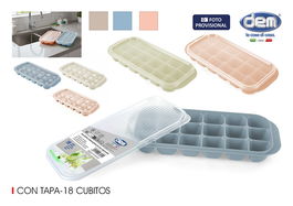 Inde Cubitera con Tapa para 18 Cubitos de Hielo, 25.5 x 11.3 x 3.2 cm (24 Unidades)