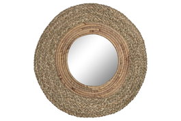 DKD Home Decor Espejo de Fibra Seagrass Natural 56x56x2 cm
