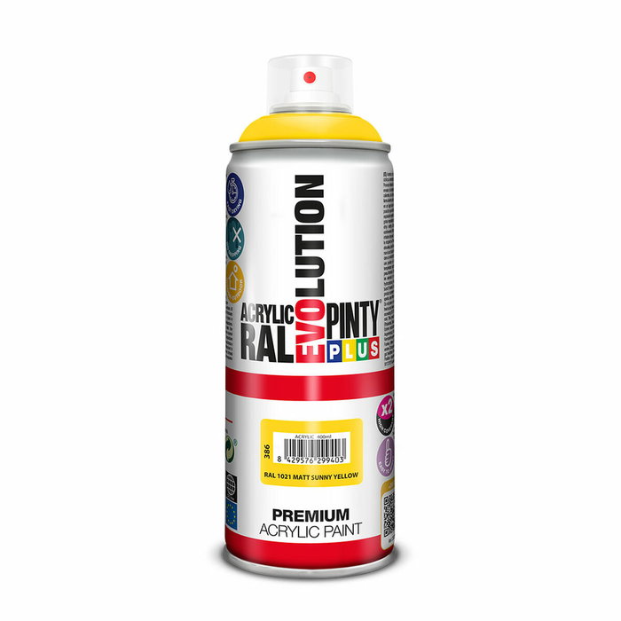 Pinty Plus Pintura acrílica spray evolution RAL 1021 Matt Sunny Yellow mate 520 cc