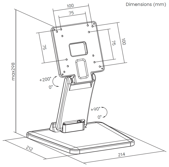 Aisens Soporte de Mesa Eco Inclinable DT27T-443 para Monitor/POS 10-27 pulgadas