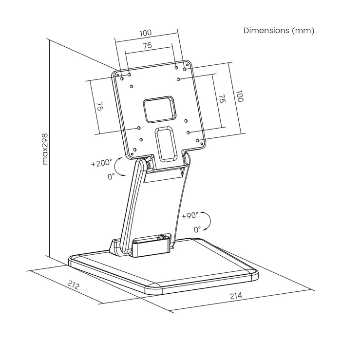 AISENS Soporte de Mesa Eco Inclinable DT27T-443 para Monitor/POS 10-27 pulgadas