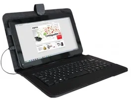 Approx APPIPCK04 Funda con Teclado para Tablets de 9.7", Layout Español, 80 Teclas, Negro, Conector Micro USB