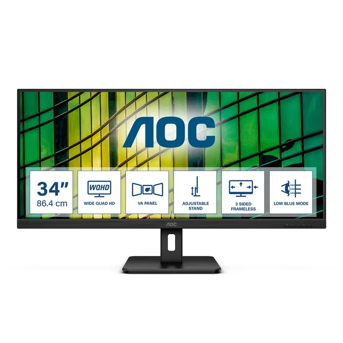 AOC U34E2M Monitor Ultrapanorámico 34 pulgadas WQHD VA 100Hz Black AOC U34E2M Monitor Ultrapanorámico 34 pulgadas WQHD VA 100Hz Black