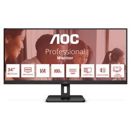 AOC U34E2M Monitor Curvo 86,4 cm (34 Pulgadas) UltraWide QHD (3440x1440), 100 Hz, 4 ms, Negro, con DisplayPort y 2x HDMI