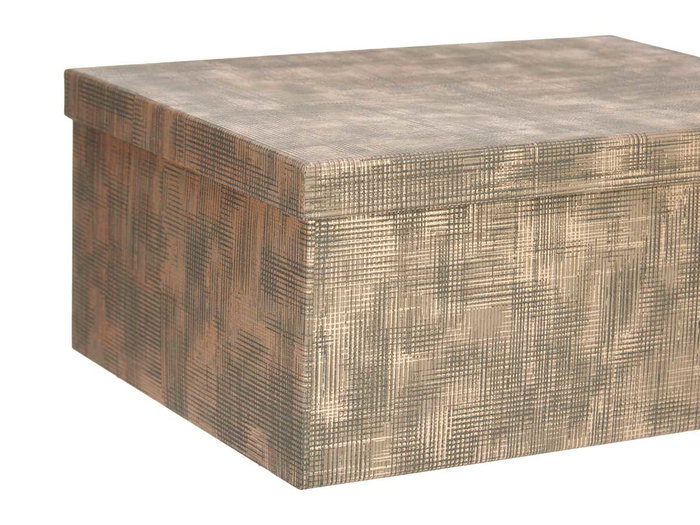 Pincello Set 10 Cajas Carton Rectangular Marron Rayas Marron 37.5x29x16 cm (Set de 2)