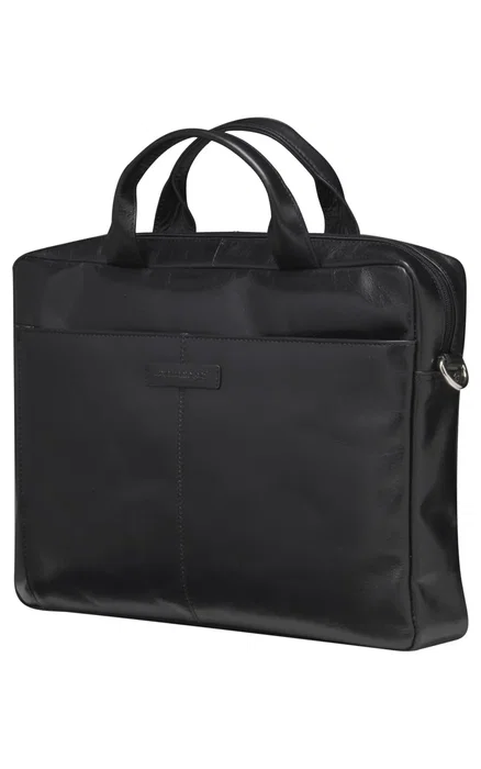 Dbramante1928 Amalienborg - Maletín Toploader para Portátil de 15" (38,1 cm), Cuero de Grano Entero, Negro, Tirante para Hombro, 1,02 kg