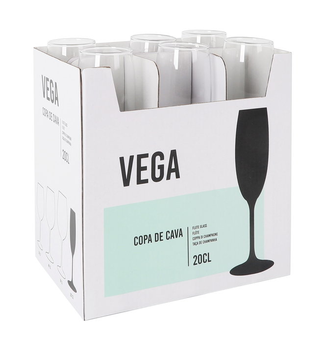 Inde Copa Cava Vega - Copa de Champagne para Cava, 20 cl, Cristal, 4.8 cm de Diámetro x 22.6 cm de Alto (24 Unidades)