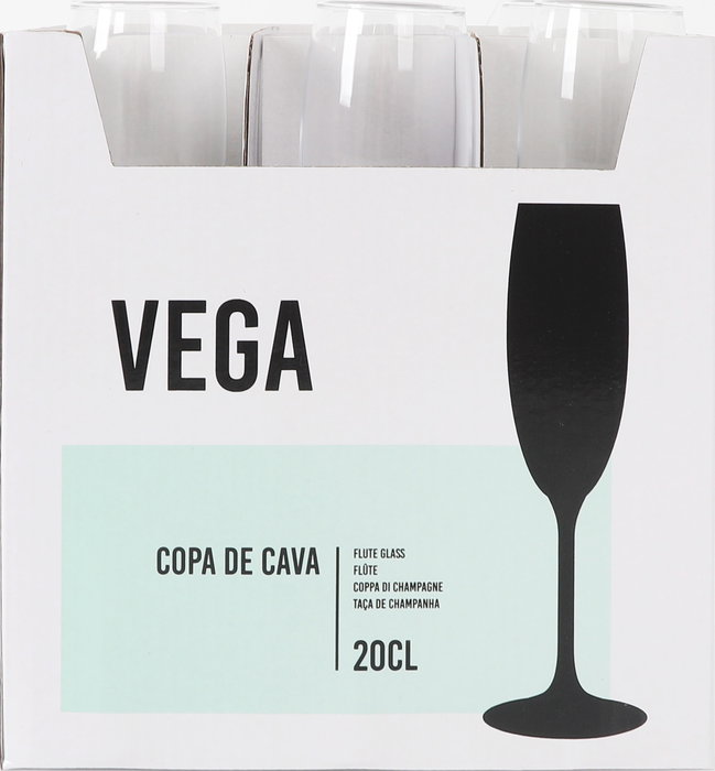 Inde Copa Cava Vega - Copa de Champagne para Cava, 20 cl, Cristal, 4.8 cm de Diámetro x 22.6 cm de Alto (24 Unidades)
