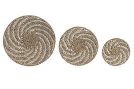 DKD Home Decor Set de 3 Decoraciones de Pared de Seagrass 45x6x45 Natural