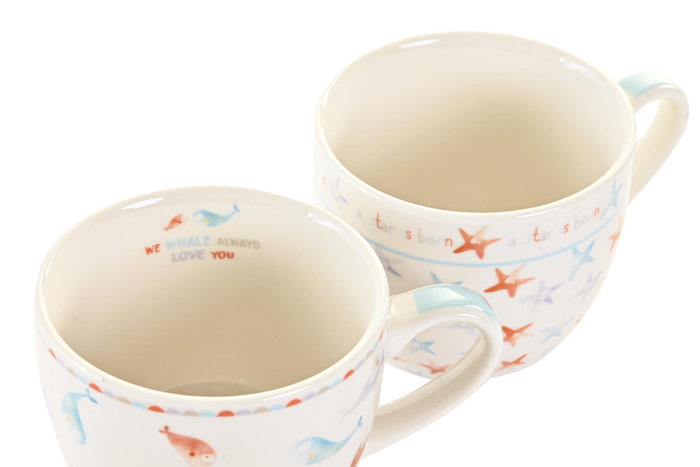 DKD Home Decor Set de Vajilla Ballenitas de 3 Piezas