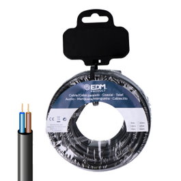 Edm Carrete manguera tubular H05VV-F 2 x 0,75 mm² negra, 20 m
